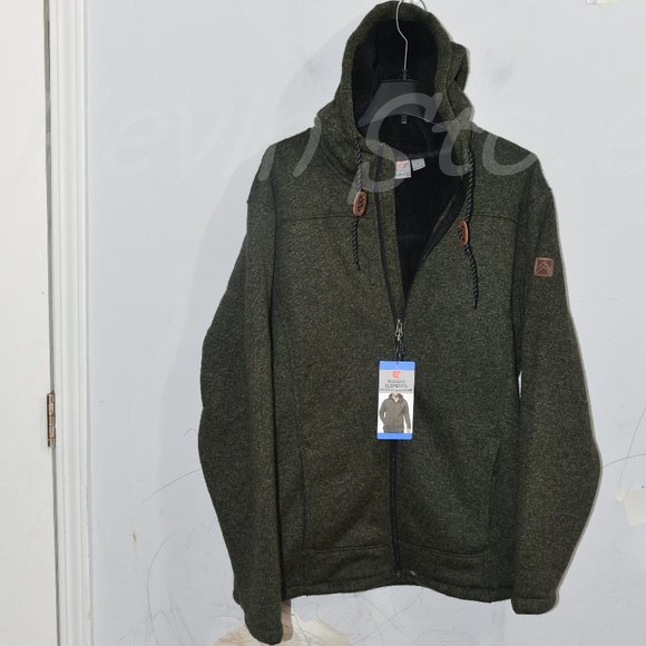GREEN  NWT Rugged Elements men's moutain fleece full zip hoodie - Picture 1 of 6